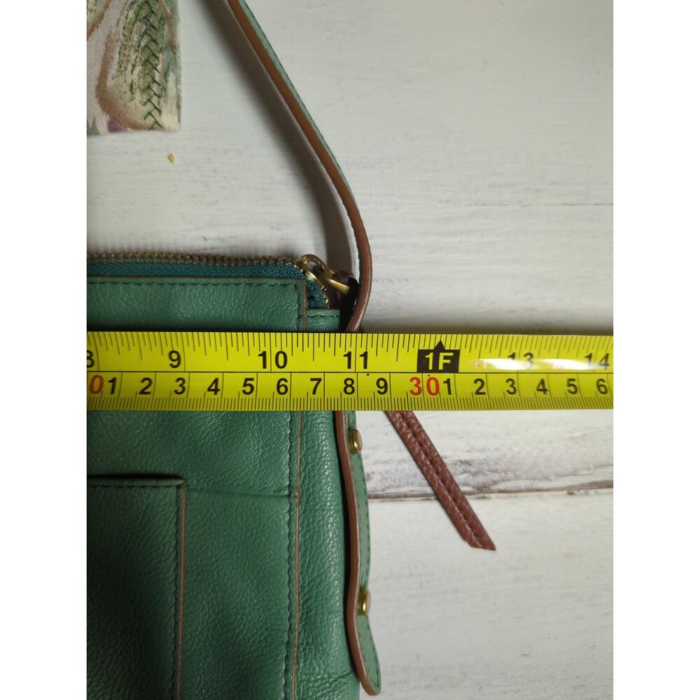 Fossil Heritage Green Pebbled Leather Crossbody Bag Travel Lightweight - Picture 9 of 11